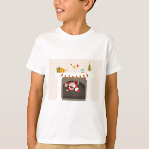 Camiseta santa negra atascada en la chimenea