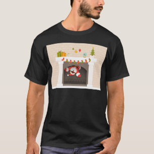 Camiseta santa negra atascada en la chimenea