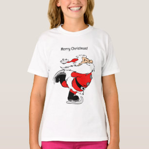 Camiseta Santa patinando con texto personalizado