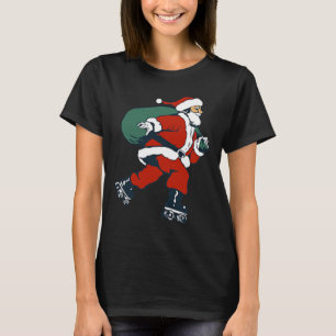 Camiseta Santa Patines De Divertido Navidad Patinador Niños