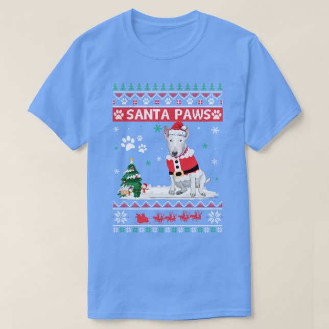 Camiseta Santa Paws Bull Terrier Feliz Perro de Navidad Gra (Diseño del anverso)