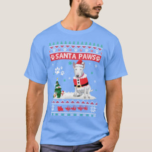 Camiseta Santa Paws Bull Terrier Feliz Perro de Navidad Gra