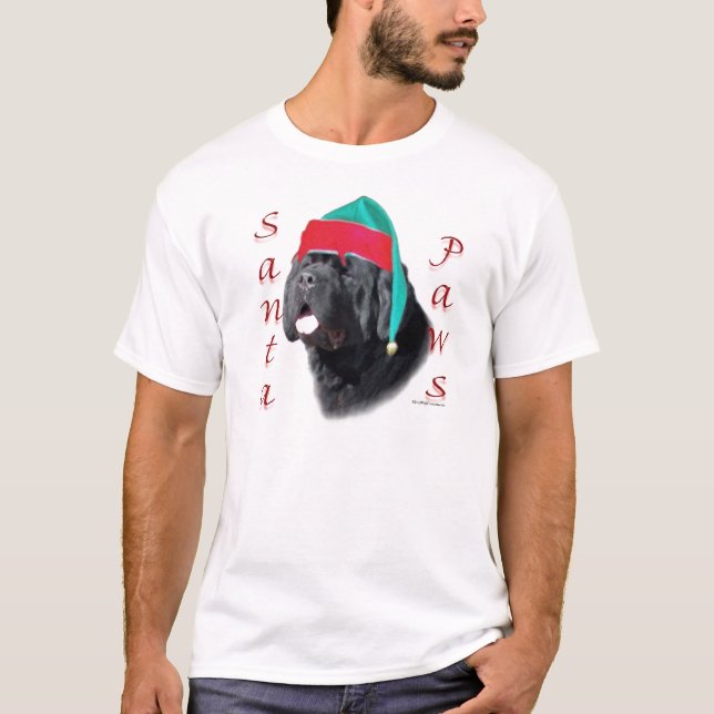 Camiseta Santa Paws de Newfoundland (blk) (Anverso)