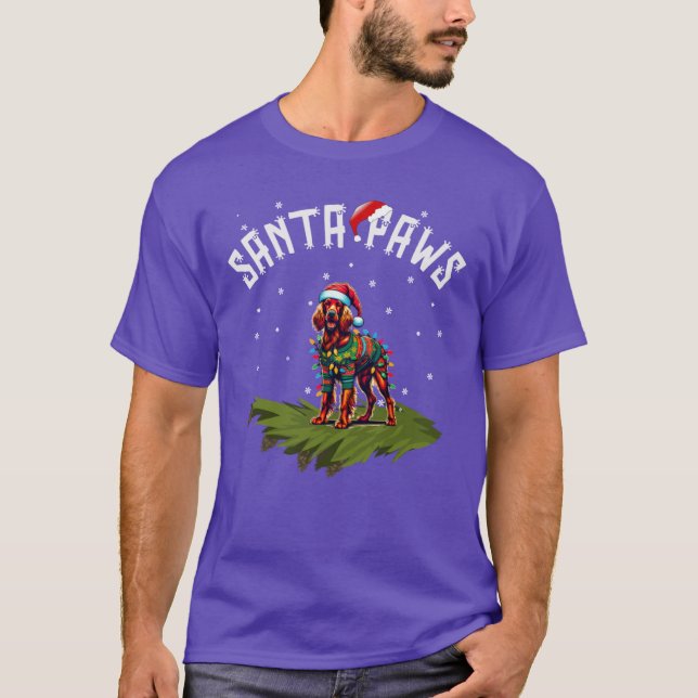 Camiseta Santa Paws Happy Irish Setter Wrapped in Christmas (Anverso)