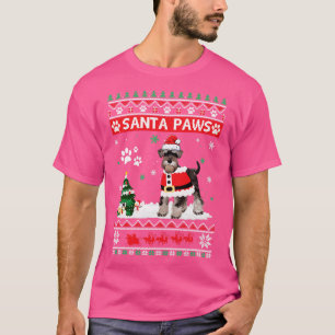 Camiseta Santa Paws Schnauzer Merry Christmas Dog Funny Xma