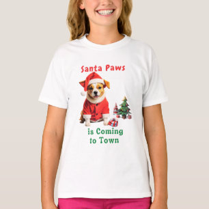 Camiseta Santa Paws viene a Mascota festivo