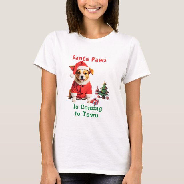 Camiseta Santa Paws viene a Mascota festivo (Anverso)