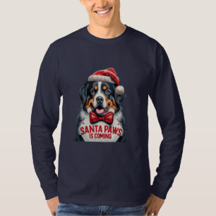 Camiseta Santa Paws Viene Con Navidades Perros De Berna