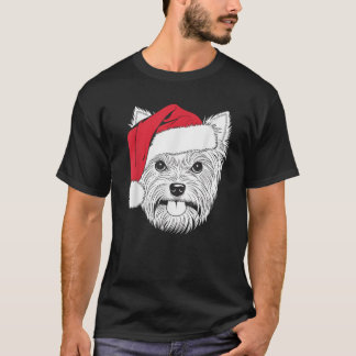 Camiseta Santa Perro Yorkie Alegre en Yorkshire Terrier Chr