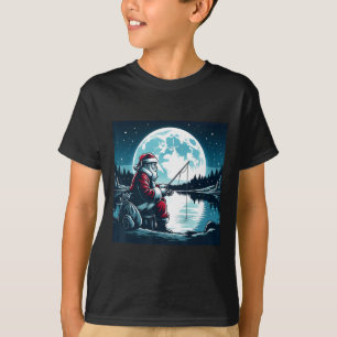 Camiseta Santa Pescando Navidad Xmas Pescador Pescador Luna