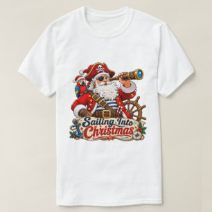 Camiseta Santa Pirata Navegando en Navidad