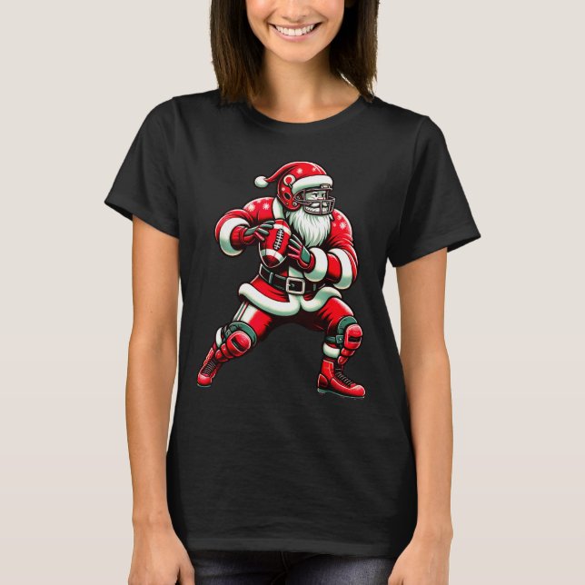 Camiseta Santa Playing American Football Christmas Women Me (Anverso)