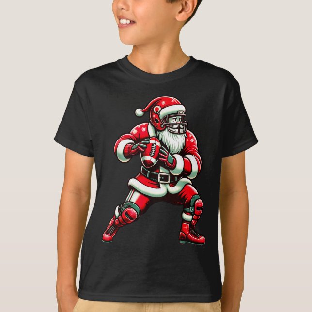 Camiseta Santa Playing American Football Christmas Women Me (Anverso)
