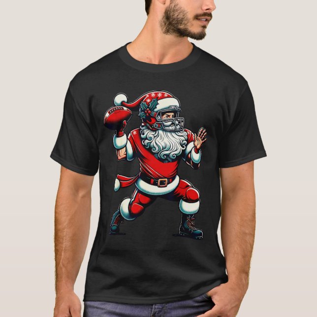 Camiseta Santa Playing American Football Christmas Women Me (Anverso)