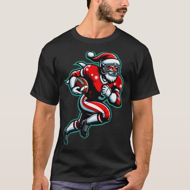 Camiseta Santa Playing American Football Christmas Women Me (Anverso)