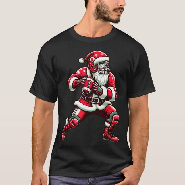Camiseta Santa Playing American Football Christmas Women Me (Anverso)