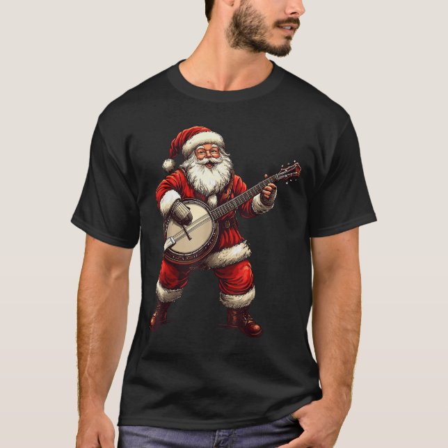 Camiseta Santa Playing Banjo Funny Banjo Player Bluegr Chri (Anverso)
