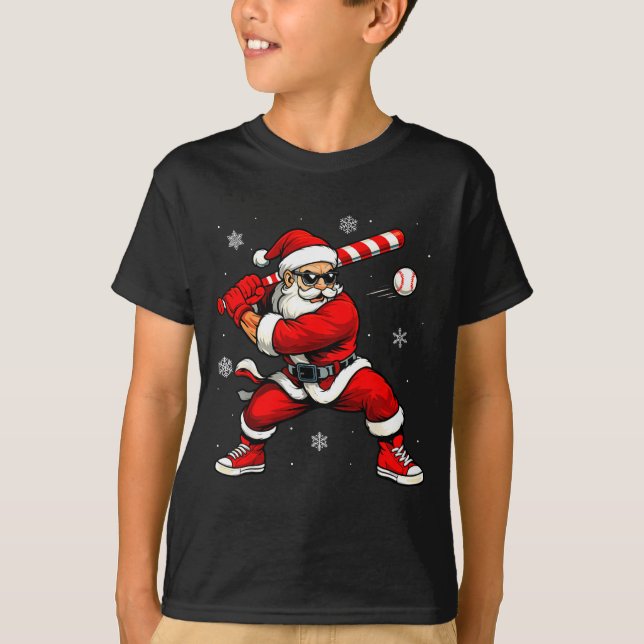 Camiseta Santa Playing Baseball Xmas Funny Christmas Baseba (Anverso)