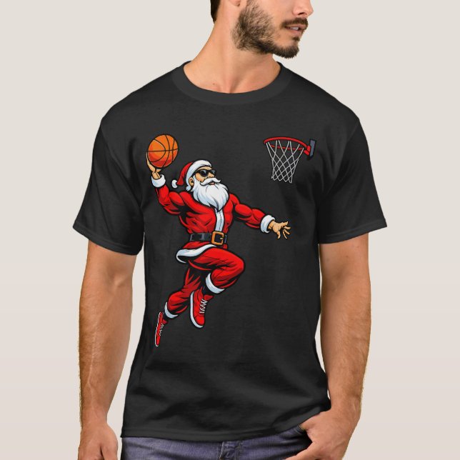 Camiseta Santa Playing Basketball Xmas Funny Christmas Bask (Anverso)
