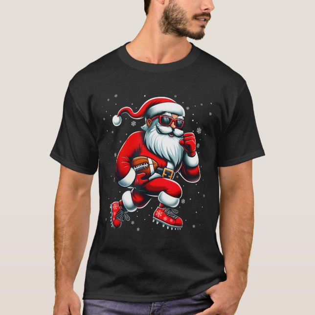 Camiseta Santa Playing Football Men Boys Christmas Football (Anverso)