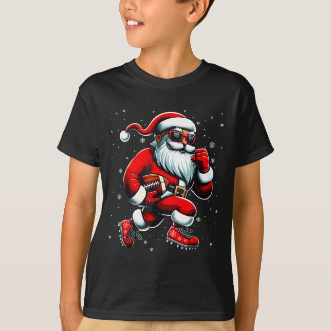 Camiseta Santa Playing Football Men Boys Christmas Football (Anverso)