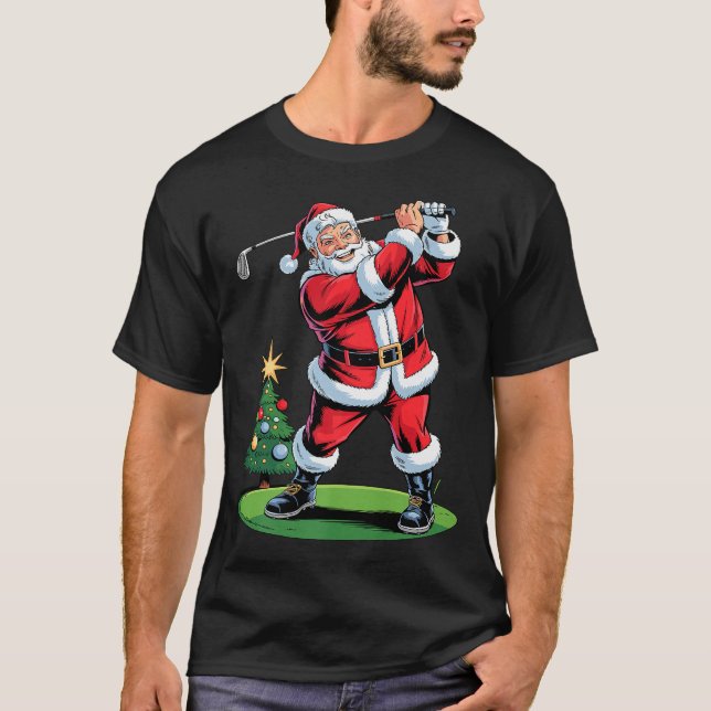 Camiseta Santa Playing Golf Funny Holiday Christmas Xmas Pa (Anverso)