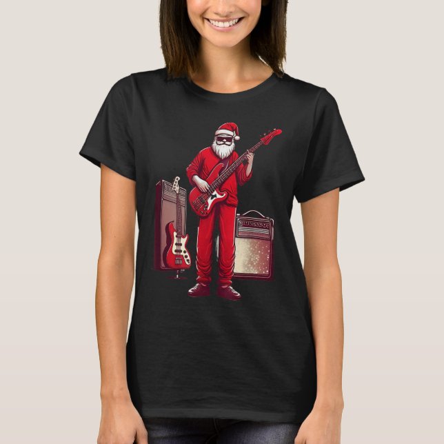 Camiseta Santa Playing Guitar B Christmas Pajama Musician B (Anverso)