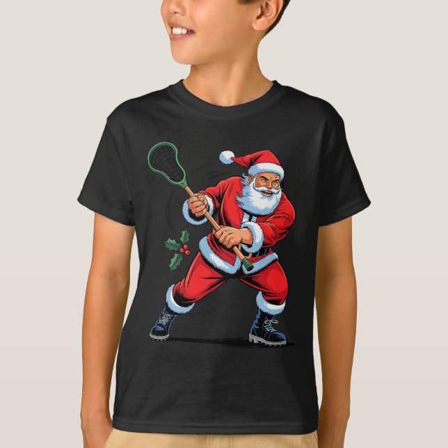 Camiseta Santa Playing Lacrosse Funny Holiday Christmas Xma (Anverso)