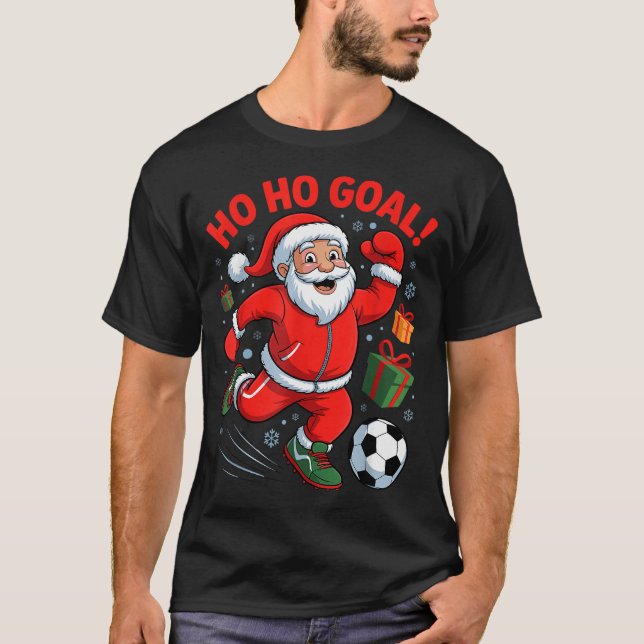 Camiseta Santa Playing Soccer Funny Holiday Christmas Xmas  (Anverso)
