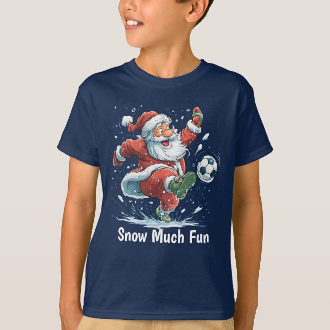Camiseta Santa Playing Soccer in the Snow boys' T-Shirt (Anverso)