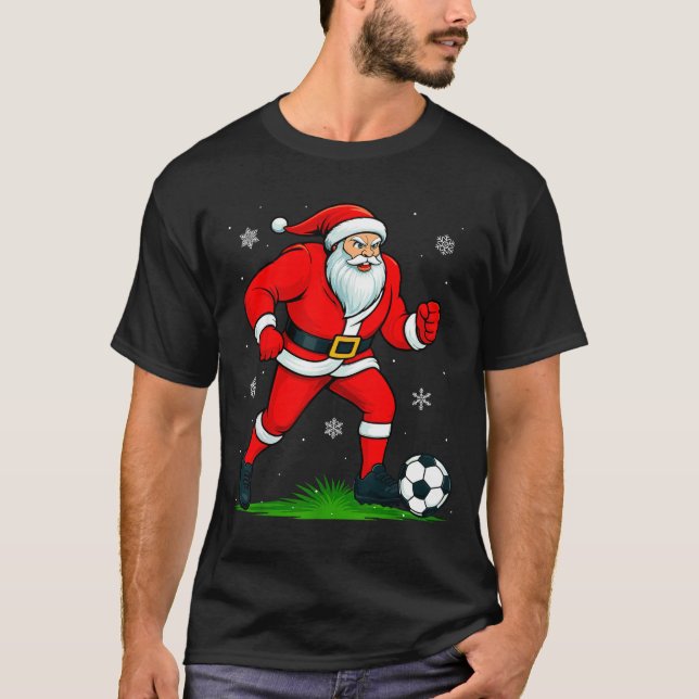 Camiseta Santa Playing Soccer Xmas Funny Christmas Soccer S (Anverso)
