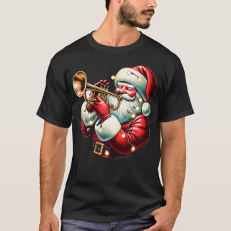 Camiseta Santa Playing Trumpet Funny Trumpet Playing Musica