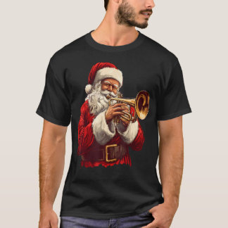 Camiseta Santa Playing Trumpet Funny Trumpeter Xmas Christm