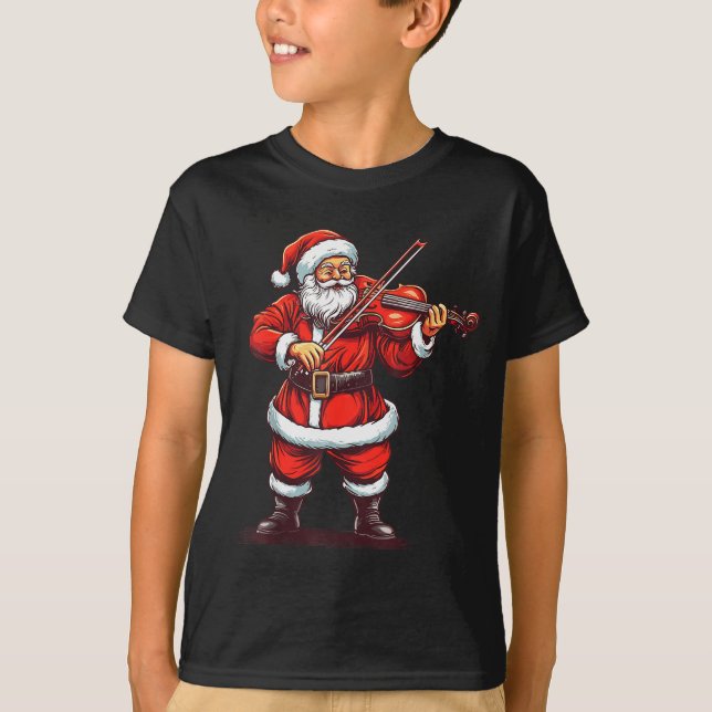 Camiseta Santa Playing Violin Funny Violinist Violin Player (Anverso)