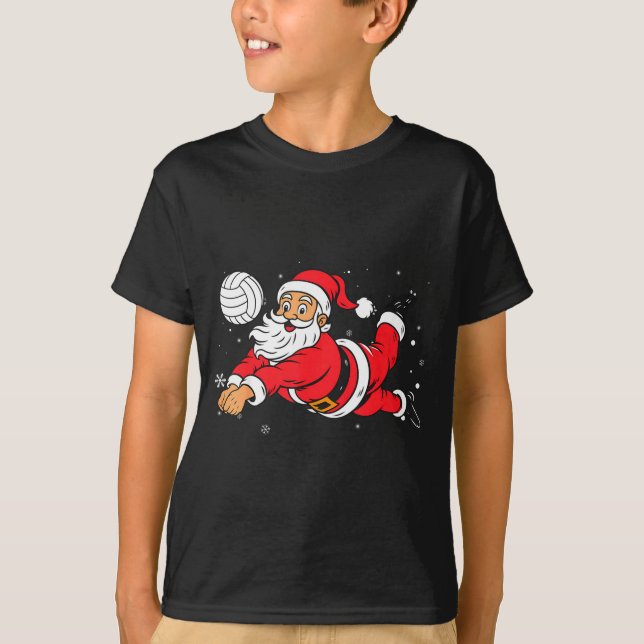 Camiseta Santa Playing Volleyball Christmas Pajama Cool Srt (Anverso)