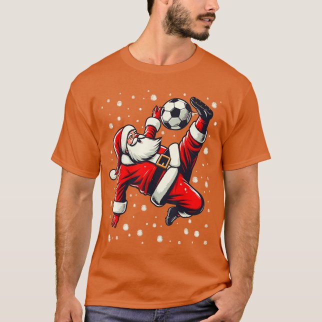 Camiseta Santa Plays Soccer Bicycle Kick Christmas Women Me (Anverso)