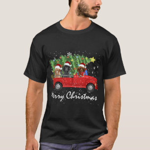 Camiseta Santa Poodle Montando Camión Rojo Feliz Navidad