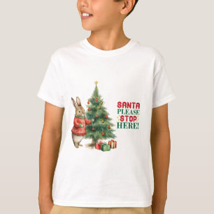 Camiseta Santa Por Favor Detenga Aquí La Decoración De Árbo