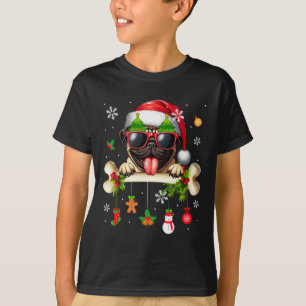 Camiseta Santa Pug Sungles Cute Bone Xmas Dueño Familia Niñ
