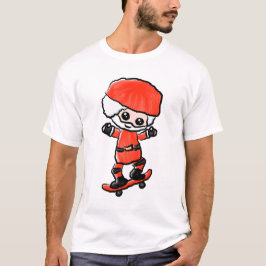 Camiseta Santa que anda en monopatín