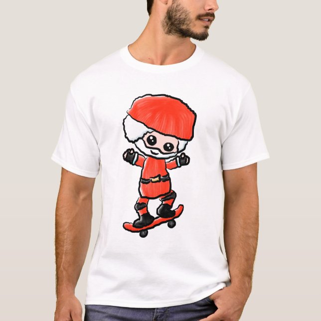Camiseta Santa que anda en monopatín (Anverso)
