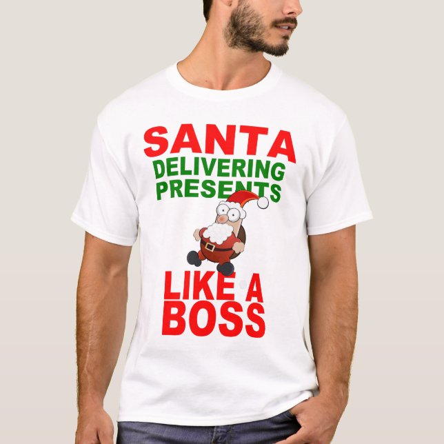 CAMISETA SANTA QUE ENTREGA PRESENTES (Anverso)
