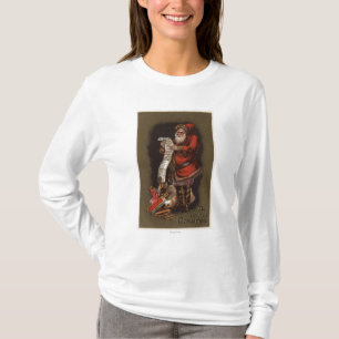 Camiseta Santa que lee su buena lista de los niños
