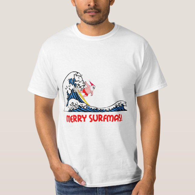 Camiseta Santa que practica surf (Anverso)