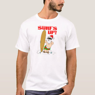 Camiseta Santa que practica surf