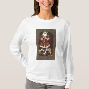 Camiseta Santa que rellena la media con el cascanueces
