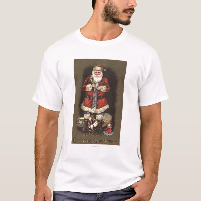 Camiseta Santa que rellena la media con el cascanueces (Anverso)