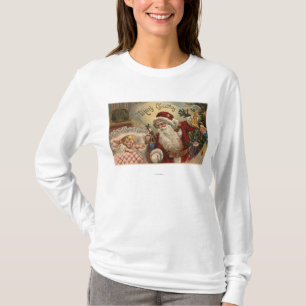 Camiseta Santa que sostiene la muñeca, chica durmiente