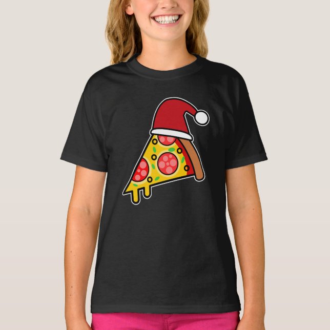 CAMISETA SANTA REBANADA DE PIZZA DIVERTIDA (Anverso)