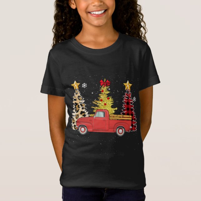 Camiseta Santa Red Truck Christmas Tree Lights (Anverso)